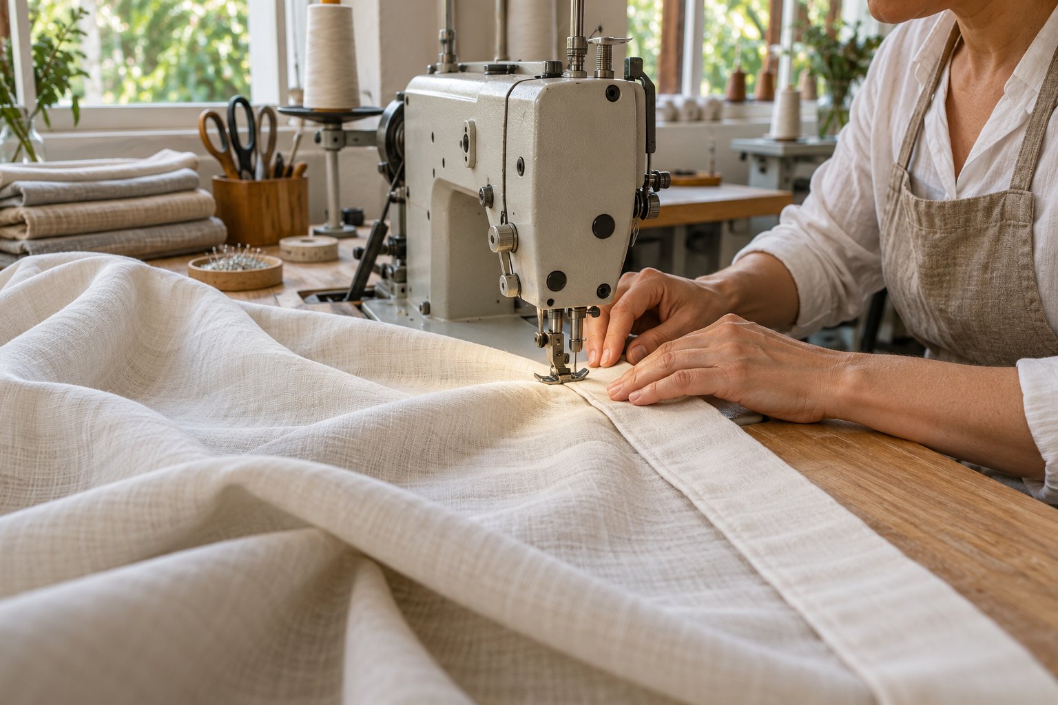 Confección de una cortina en el taller